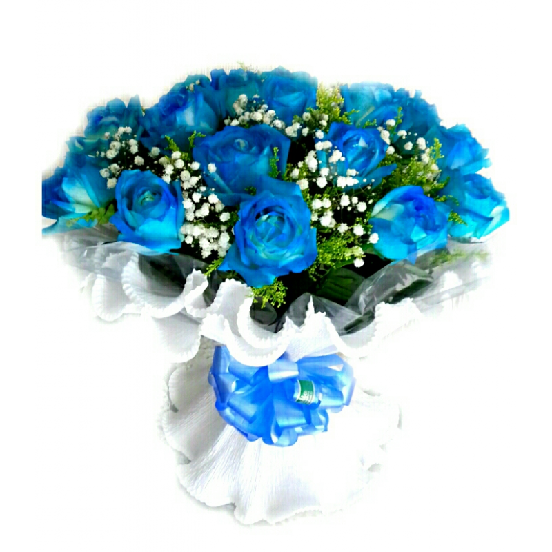 Lindo buquê especial de rosas azuis